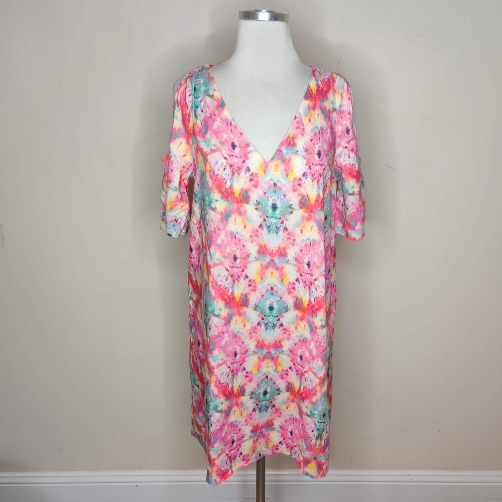 Caribbean Joe Dress Cold Shoulder‎ Tie Dye Floral